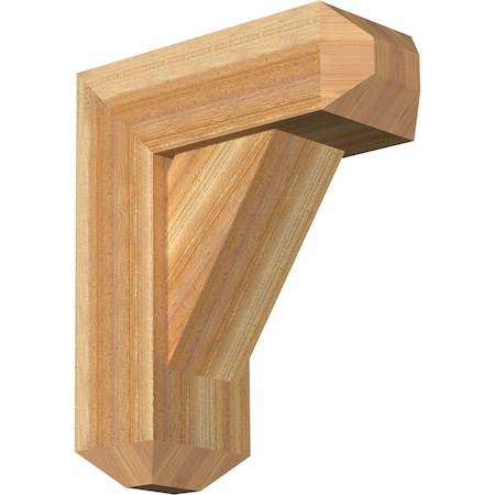 Traditional Craftsman Rough Sawn Bracket W/ Offset Brace, Western Red Cedar, 8W X 20D X 24H